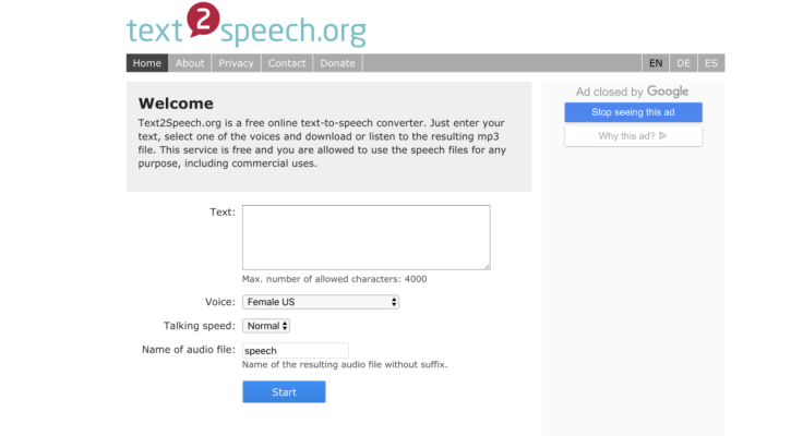 Text to Speech tool for free