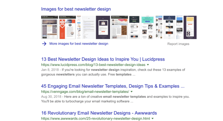 serp newsletter screenshot