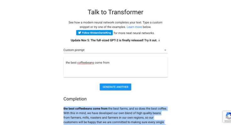 talk to tranformer