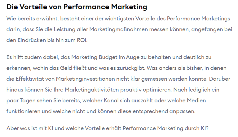 1th article about Performance Marketing DE