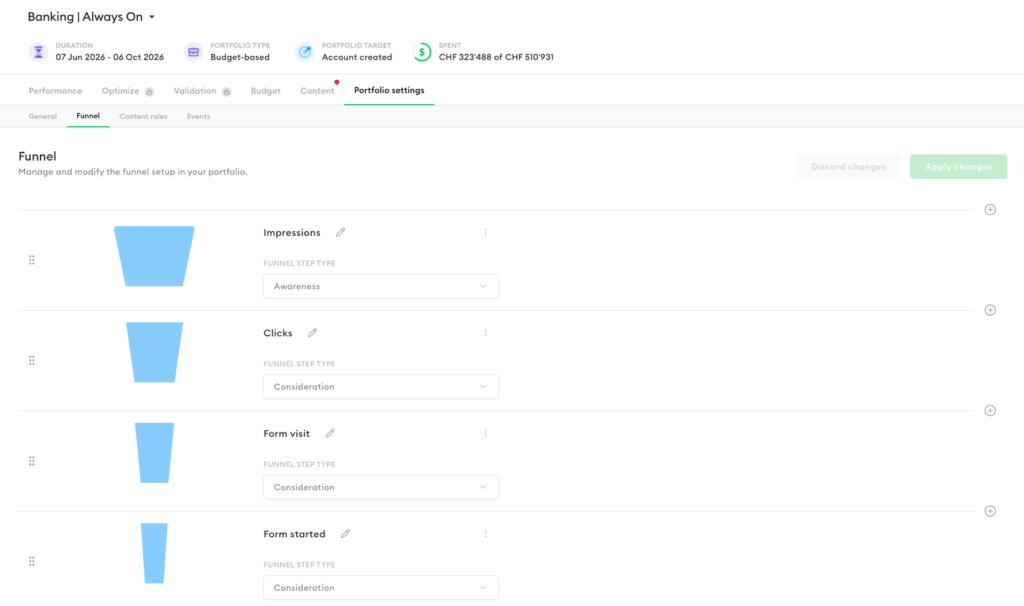 Funnel step settings - Nexoya Starter
